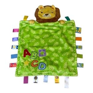 Taggies Lion Plush Stuffed Animal Lovey Security Blanket Green Leaf ABC